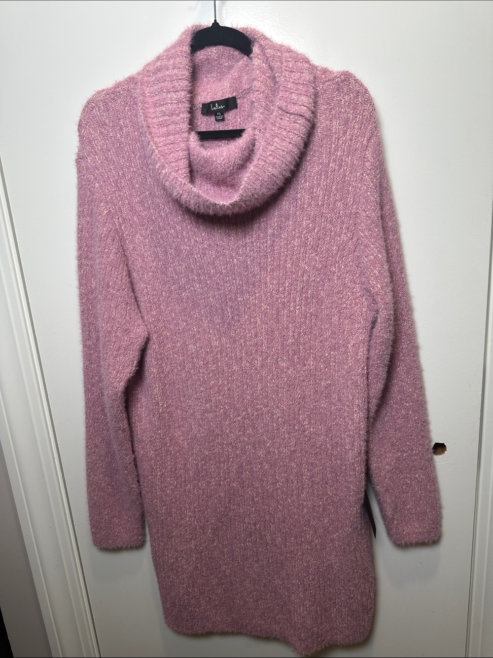 Lulu's Rose Pink Cowl Neck Sweater Dress (101)